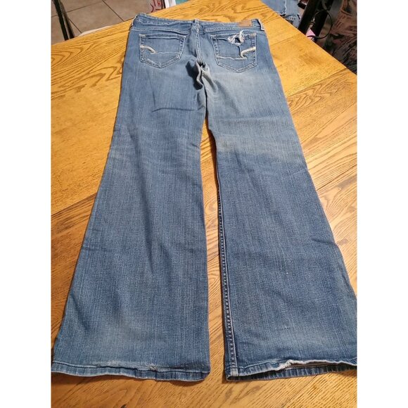 AMERICAN EAGLE Jeans Womens 10 BLUE WIDE LEGS FLARED ? Preowned HIPSTER FLARE ? - Picture 10 of 10